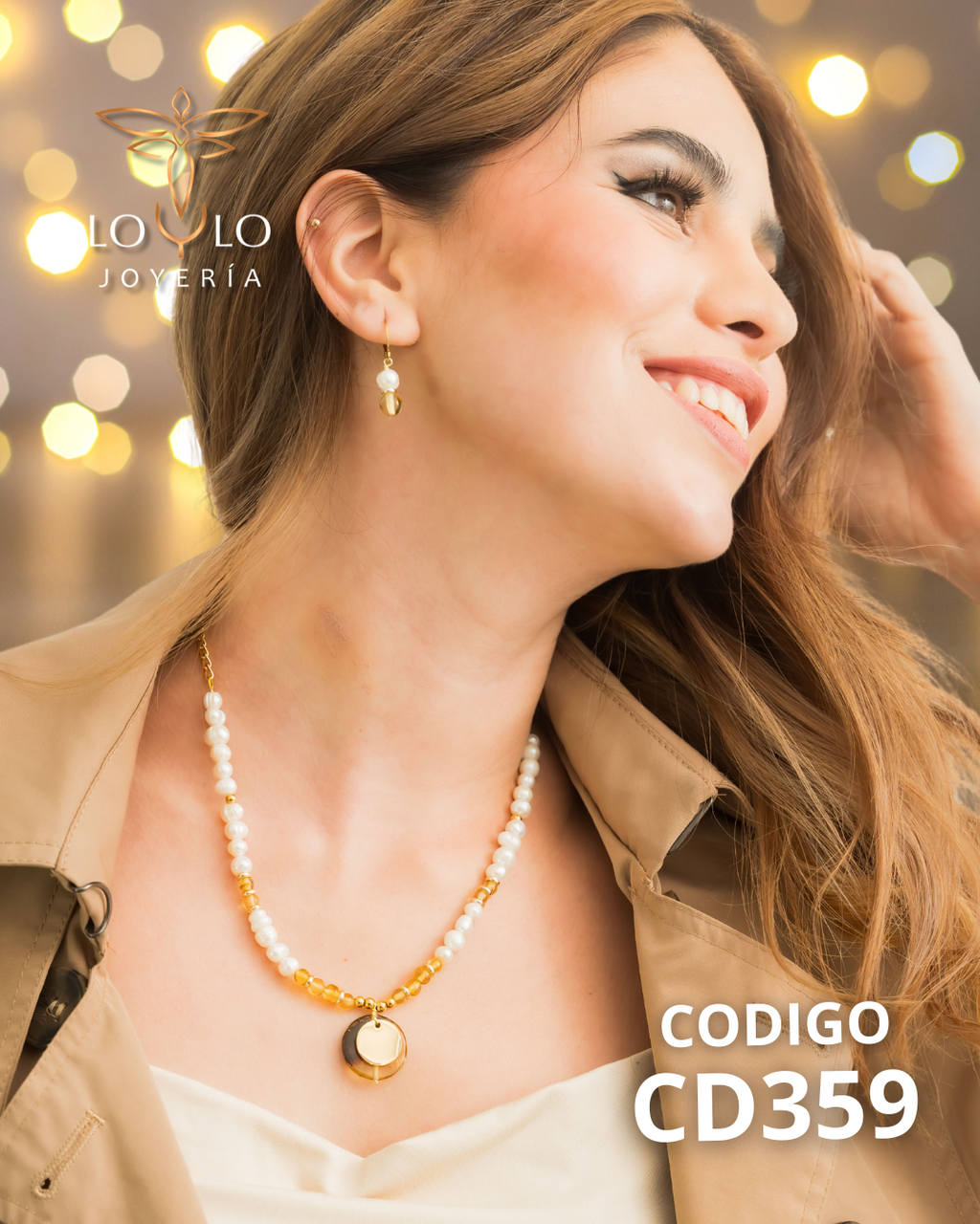 COLLAR DE AMBAR CON ARETES MODELO CD359