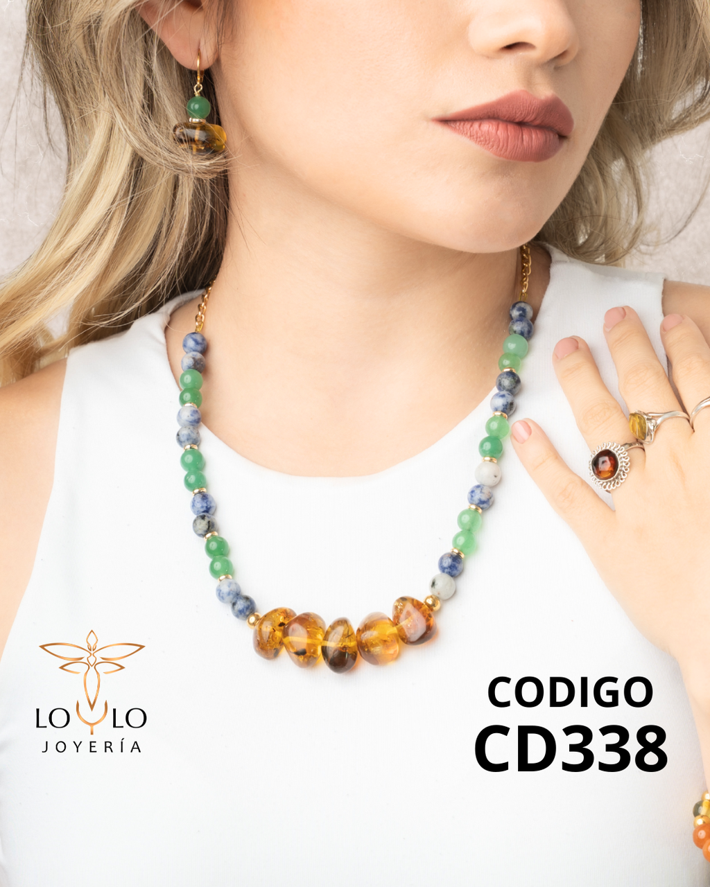 Collar de Ambar con Aretes CD338